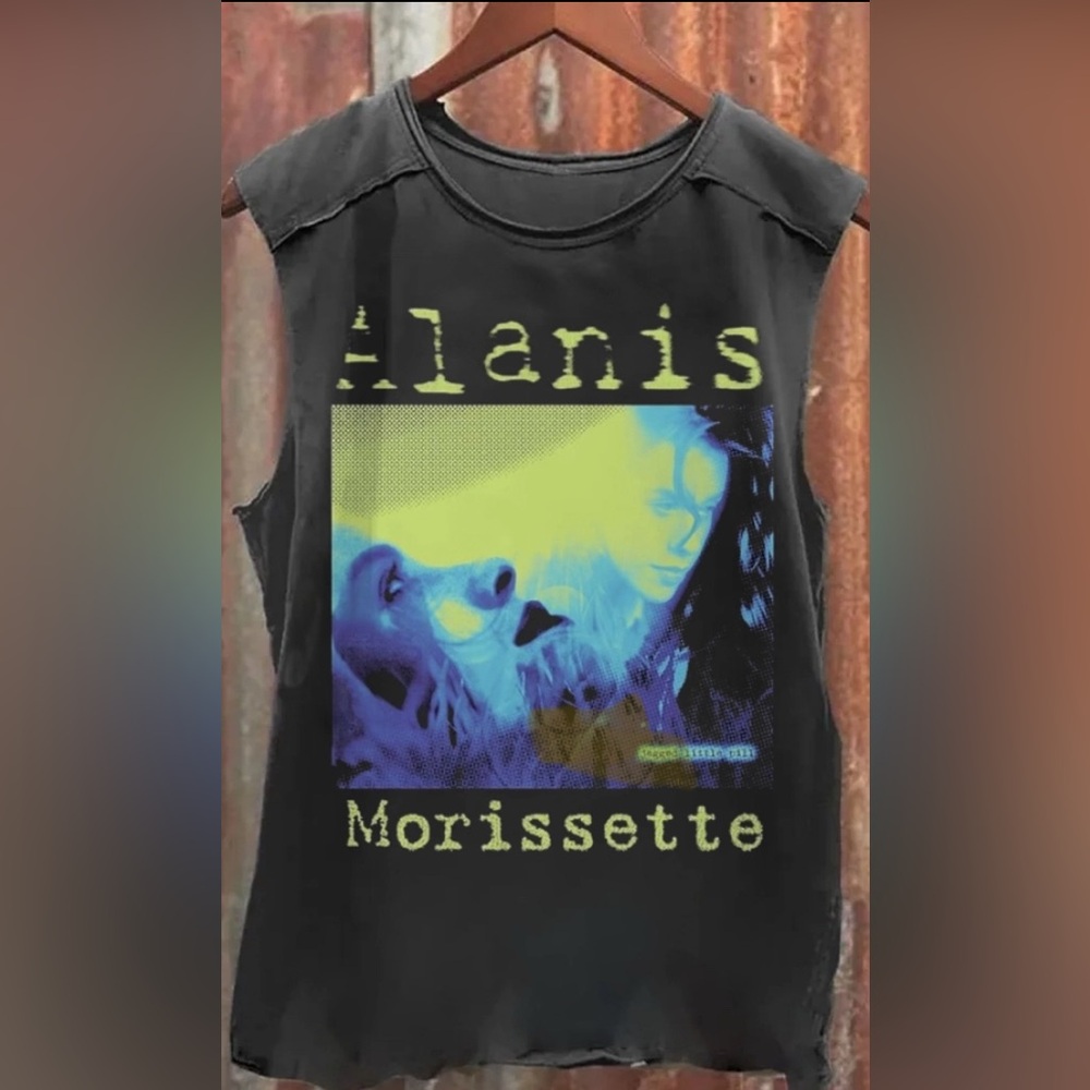 Alanis Morissette Black Vintage Wash Muscle Tee